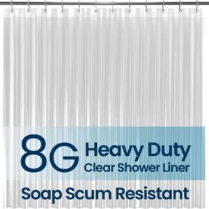 LiBa Bathroom Shower Curtain-Liner - Waterproof Plastic Shower Curtain Premium PEVA Non-Toxic Shower-Liner with Rust Proof Grommets Clear 8G Heavy Duty Bathroom Accessories 72x72