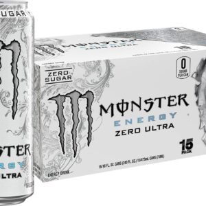 Monster Energy Zero Ultra, Sugar Free Energy Drink, 16 Ounce (Pack of 15)